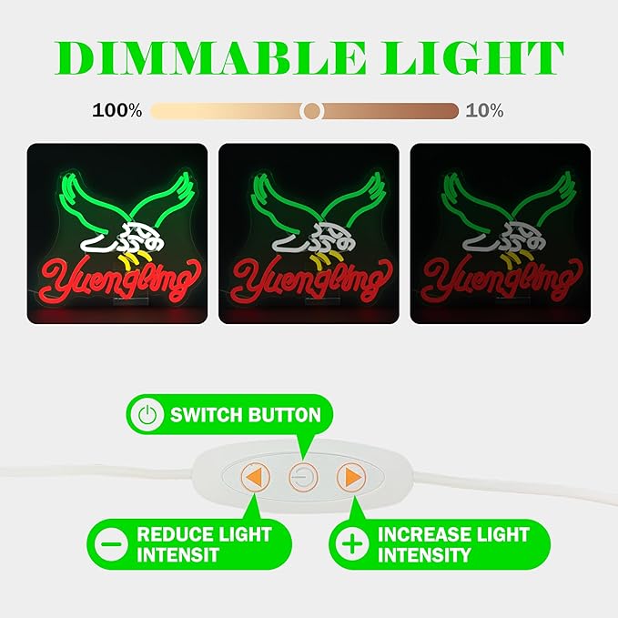 Eagles Beer Neon Sign Dimmable Y-ue-ng-li-ng Neon Light for Wall Decor Bar Neon Sign for Man Cave Bedroom Business Club Pub Bistro