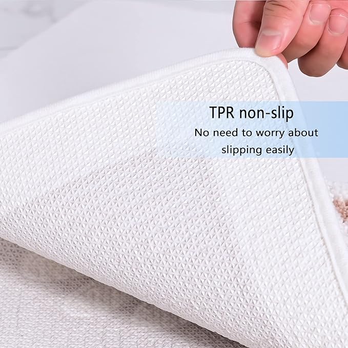 Bathroom Rugs Mat, White Flower Bath Rugs Fluffy Soft Superfine Fiber Rugs Non Slip Bath Mat Machine Wash Plush Mats,Bathroom Rug for Bathroom Shower Room (16"×24", Brown)