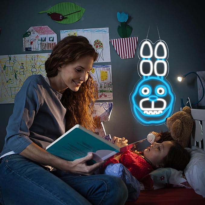Bonnie The Rabbit Neon Signs for Wall Decor,LED Neon Lights for Bedroom,Birthday、Christmas Gifts for kids 5V Power Adapter 16.1 * 8.7Inch