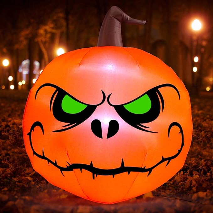Sizonjoy 4 Ft Halloween Blow up Inflatable Pumpkin Decoration-Lighted Halloween Inflatables for Home Yard Garden Indoor and Outdoor Halloween Decoration Outdoor