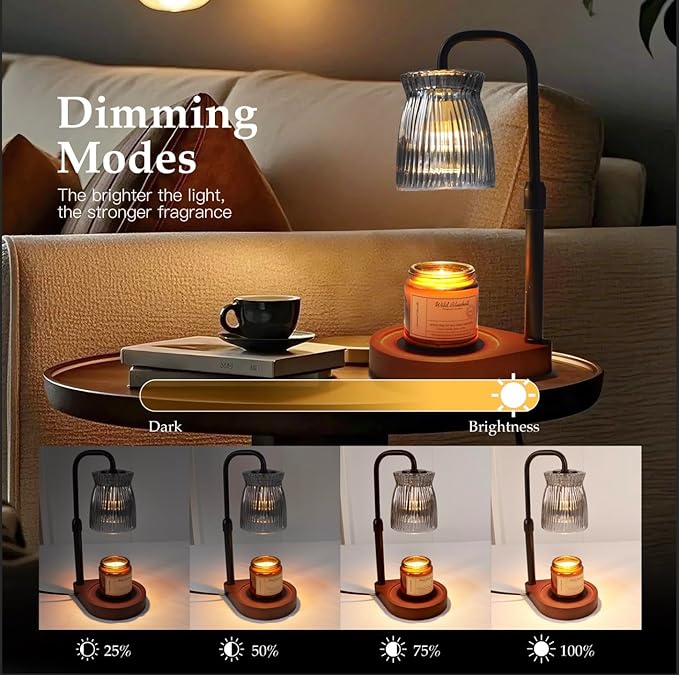 Shering Candle Warmer Lamp with Timer Dimmable, Adjustable Height Candle Warmer Light with Gift Box, Birthday Gifts for Women Friend, House Warming Gift Home Decor, Wax Warmer Lamp with 2 Bulbs