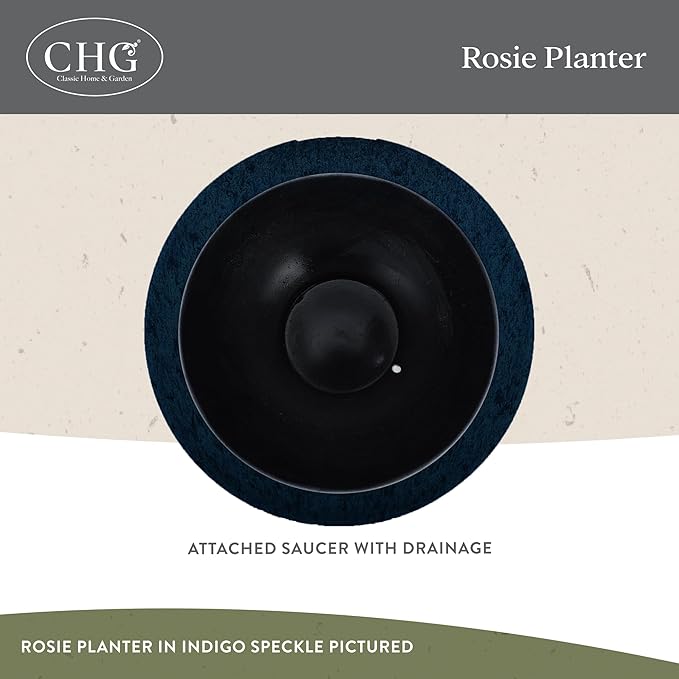 Classic Home and Garden Rosie Modern Planter w/Drainage - Contemporary Planter Bowls - Shallow Round Vases for Small Plants - Versatile Indoor & Outdoor Pots (10” Northern Lights)
