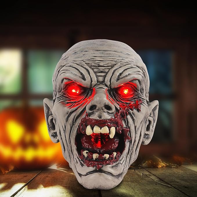 Halloween Zombie Head Decor - Solar Garden Statue, Spooky Outdoor Decoration Unique Garden Decor for Outside Yard Porch Lawn