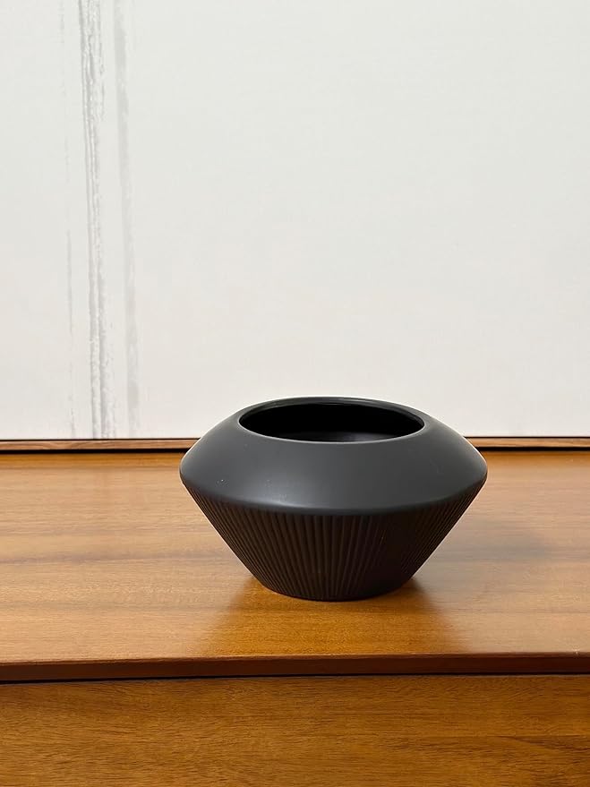 Admired By Nature 7.5" Ceramic Flower Planter, Ceramic Pot Planter, Plant Pots Indoor Ceramic, Ceramic Pot, Planter for Indoor Succulent Home Décor, Black