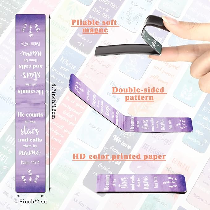 30 Pieces Christian Bookmarks Magnetic Bible Verse Bookmarks Religious Scripture Inspirational Church Supplies Motivational Prayer Page Clips for Kids Women Teachers Students School Gifts (Watercolor)