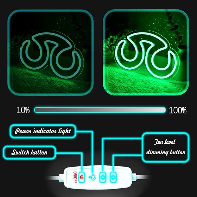 Gaming Scholar Neon Sign for Wall Decor, 12.8" x 7.8 ", Line Length 75", Dimmable, USB Powered, Green Neon Light for Bedroom, Game Room, Birthday Decorations