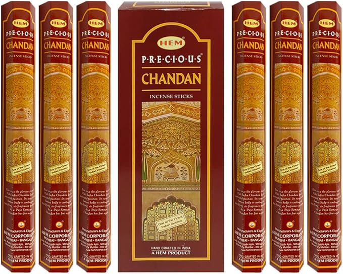 Precious Chandan (Indian Sandalwood) Incense Sticks and Incense Stick Holder Bundle Insence Insense Hem Incense Sticks