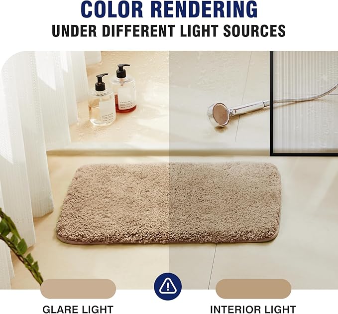 TECHMILLY U Shaped Super Soft Shaggy Bathroom Rugs, Absorbent Thick Non Slip Microfiber Toilet Rugs, Quick Dry Machine Washable Bath Mat for Bathroom Floor, Bathtub and Shower 24"x20"