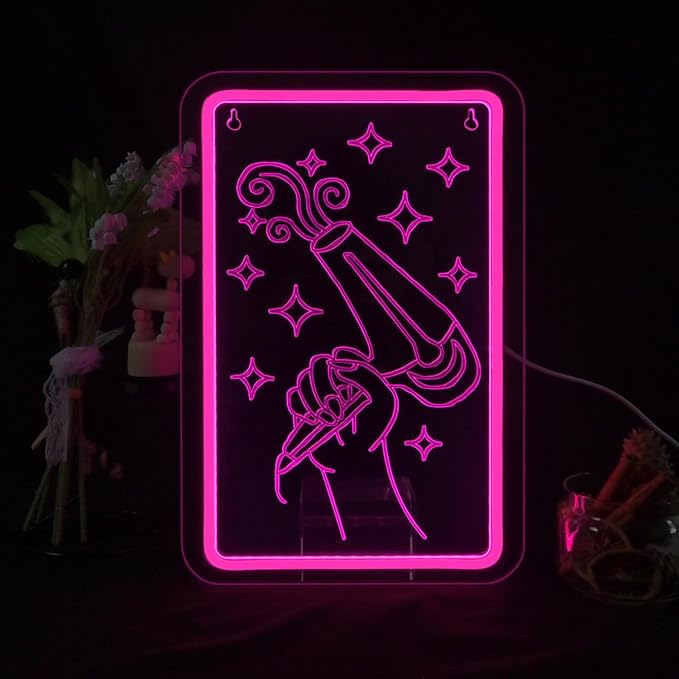 Lucunstar Hairdryer Neon Sign Pink LED Beauty Salon/Hair Salon Decor,Led Neon Business Lights for Barbers Studio Decoration for Beauty Shop(14.69 * 9.4in)