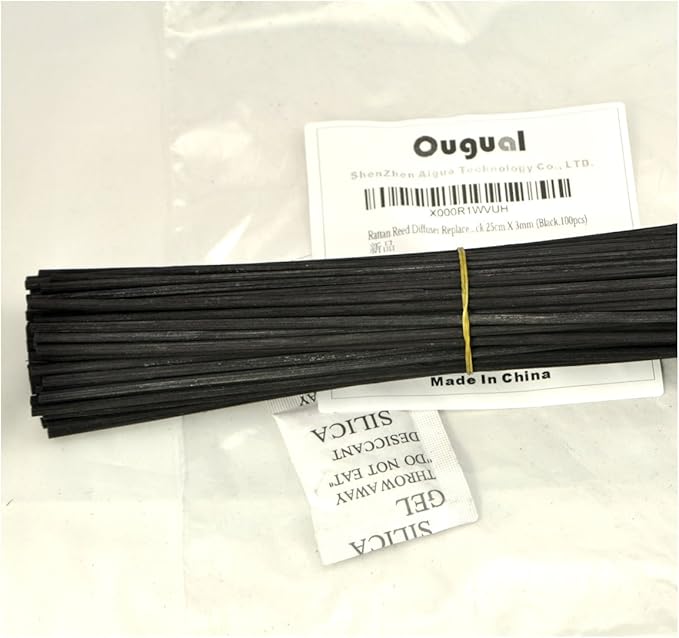 100 Pieces Coloring Rattan Reed Diffuser Replacement Refill Sticks (8" x 3mm, Black)