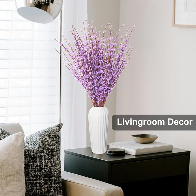 5 Pcs 29.5" Long Jasmine Artificial Flowers Fake Flower Dry Branches for Home Office DIY Floral Art Plant Wedding Table Centerpieces Party Vase Decoration (Macaron Purple)