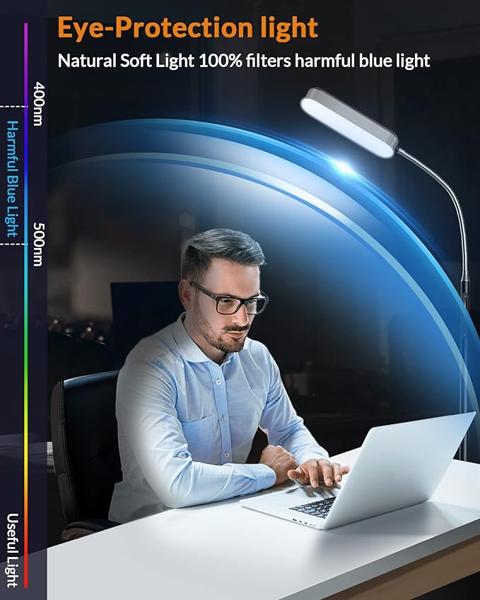 LEPOWER Floor Lamp, Eye-Caring LED Standing Lamp with 5 Color Temperatures, Stepless Dimmer & 3 Timer Function, Bright Adjustable Reading Lamp for Living Room, Office, Bedroom