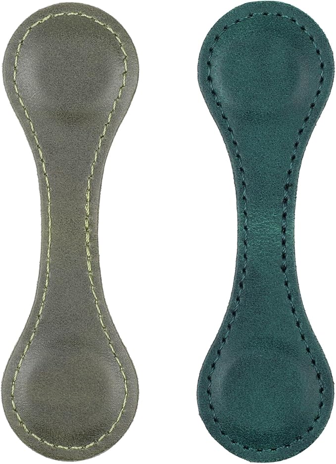 2 Pcs Leather Magnet Bookmark Retro Book Page Holder Vintage Page Marker Clip Handmade Cute Reading Accessories for Women Bookworm Book Lovers Reader Gift(Blue+Green)