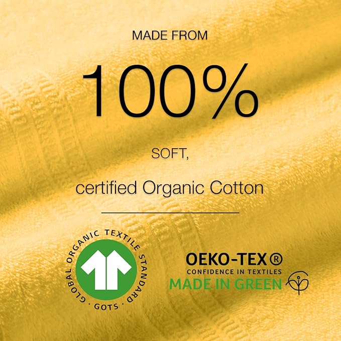 HOMELOVER 4 Piece Towel Set - 100% Organic Cotton 2 Bath Towels & 2 Hand Towels - 500 GSM, Hotel Quality, Soft, Highly Absorbent & Quick Drying Wash Towels for Kitchen & Bathroom (Lemon Yellow)