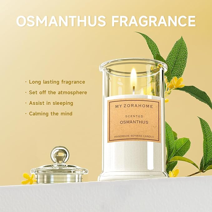 Bottle Shape Soy Wax Osmanthus Scented Candle, Aromatherapy Candles for Home Scented or As a Birthday/Holiday Gift for Your Loved(3.5OZ/24Hours Burning)