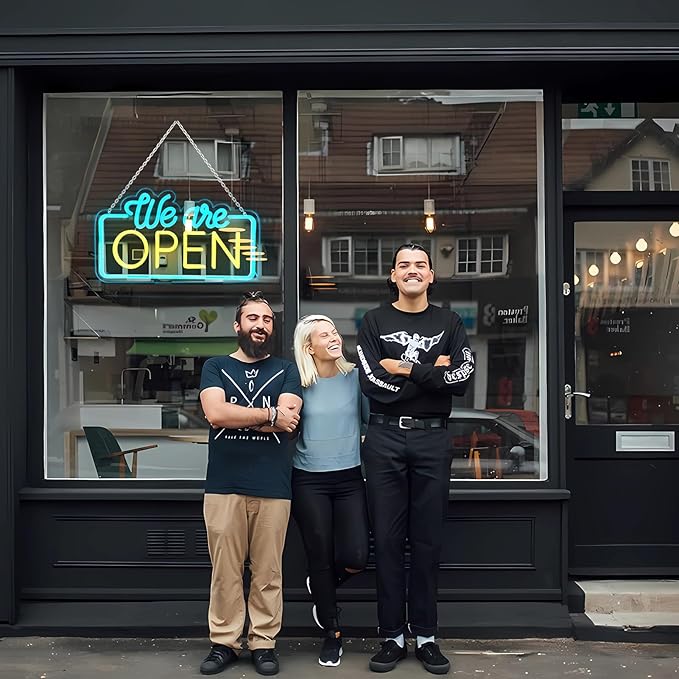 Open Signs for Business, Open Sign Led, Neon Open sign, Bright Light Dimmable Led Yes We Are Open Sign for Business, Lighted Up Neon Sign for Wall Decor Bar Salon Coffee Stores Club Hotel
