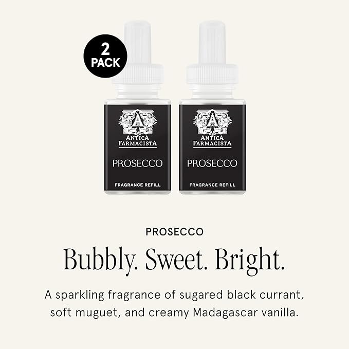 Pura & Antica Farmacista Home Scent Refill - Smart Home Air Diffuser - Up to 120-Hours of Luxury Fragrance per Refill - Household Essential - Safe - 2 Pack, Prosecco