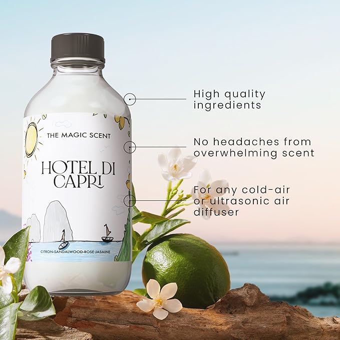 Hotel Di Capri Hotel Scent Diffuser Oil - Cold-Air & Ultrasonic Fragrance Oil for Diffuser Inspired by Capri, Italy - Essential Oils for Diffusers Aromatherapy - 4 fl oz, 120 mL
