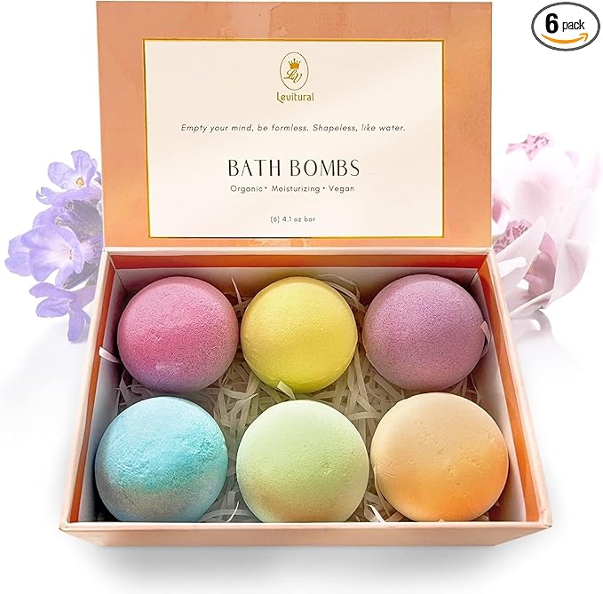 Levitural Bath Bombs Gift Set – Organic & Natural Spa Fizzies for Relaxation, Moisturizing, and Aromatherapy – Perfect for Women, Men, and Kids