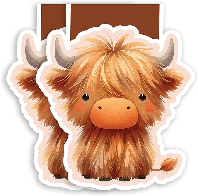 (2Pcs) Cute Highland Cow Magnetic Bookmark Book Page Markers Gift for Reading Lover Nerd Book Addict Bookish Bookworm Reader Student Teacher Office Stationery - Size 3"x2.6" When Folded