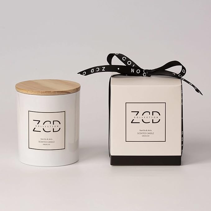 Luxury Scented Natural Soy Candle | Vanilla & Anis | Stress Relief Candle for Bath Spa and Home Aromatherapy | 8.1 oz up to 46 Hour Burn | Strong Scented Fragrance