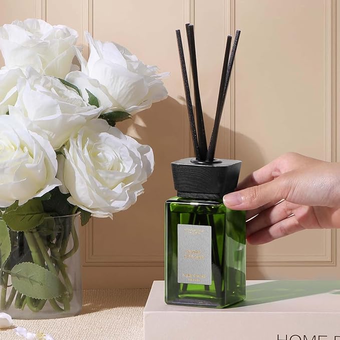 Floral Reed Diffuser Set, Jasmine & Lily of The Valley Scented Diffuser with Sticks, Reed Diffusers for Home and Office Decor