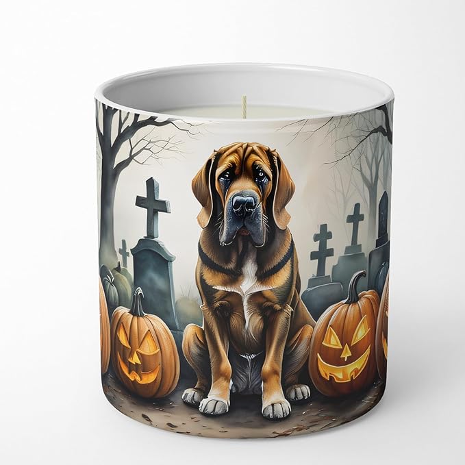 Caroline's Treasures DAC2017CDL Bloodhound Spooky Halloween Decorative Soy Candle Nature Soy Wax Essential Oil Home Decor Ideal for Bedroom Kitchen Bath Office Gift, 10 oz