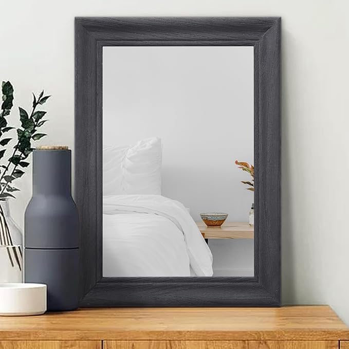 Retro Wall Mirror with Wood Frame Farmhouse Rectangle Hanging Mirrors Decorative for Bathroom Bedroom Living Room