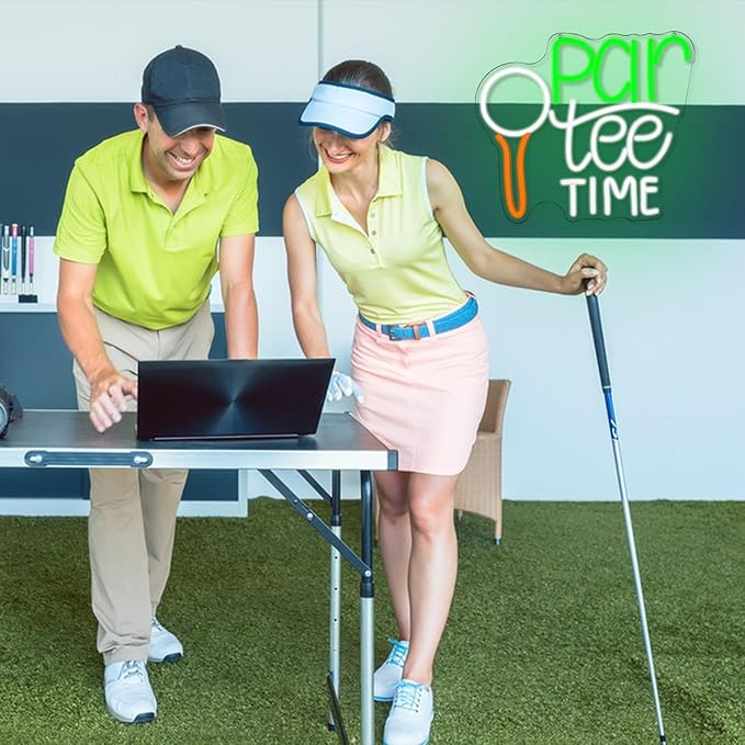Golf Neon Sign for Wall Decor Golfing Neon Light Par Tee Time Golf LED Neon Sign Golf Ball LED Neon Light for Bedroom Golf Club Sports Room Competition Venue Decoration, green&white