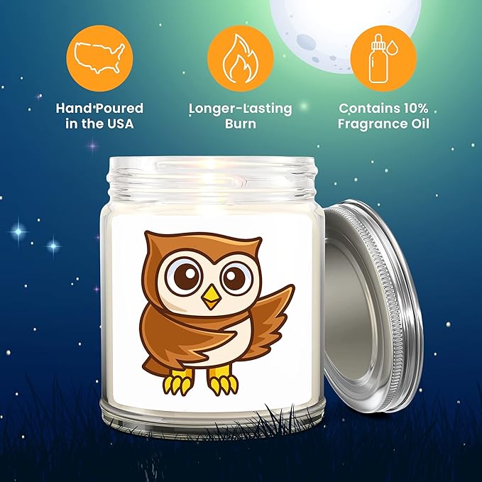 1OAK Lavender Scented Candles - Owl Candle - Owl Themed Gifts for Women - Made in USA