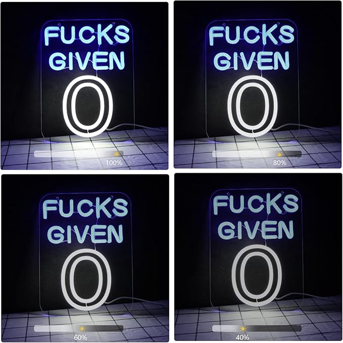 JFLLamp Zero Funks Given Neon Signs for Wall Decor Neon Lights for Bedroom Led Signs Suitable for Man Cave Living Room Taverns Bar Unique Gift for Lover, 5V USB Power 10.5 * 12Inch (Blue+White)