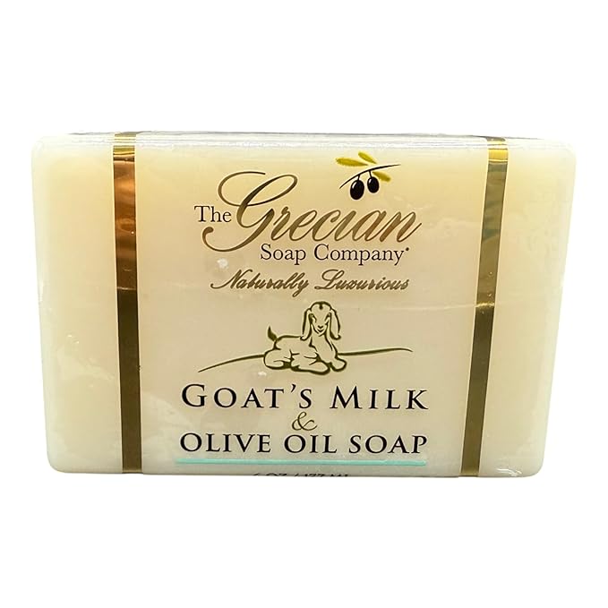 Grecian Goats Milk & Olive Oil Soap Bar 3-pack Almond Scent: Handmade, All-Natural, Soap for Dry & Sensitive Skin, RSPO Sustainable - 6oz Bar