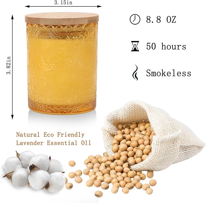 Scented Candles Natural Soy Candle for Home Large Glass Jar Candles 8oz Single Wick Candle Over 50 Hours of Burn Time for Creating Relaxing Ambience & Holiday Gifting(Citrus)