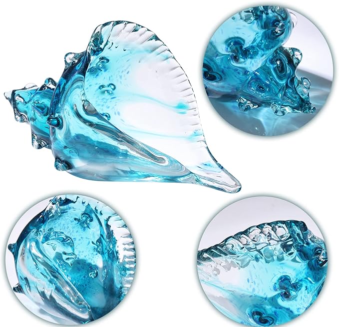 DOVDOV Blown Glass Conch Statues, Modern Glass Art, Conch Decorative Statues, sea Shell Statues for Dining Tables, entryways, Coffee Tables, Living Rooms, Kitchens, Shelf fillers