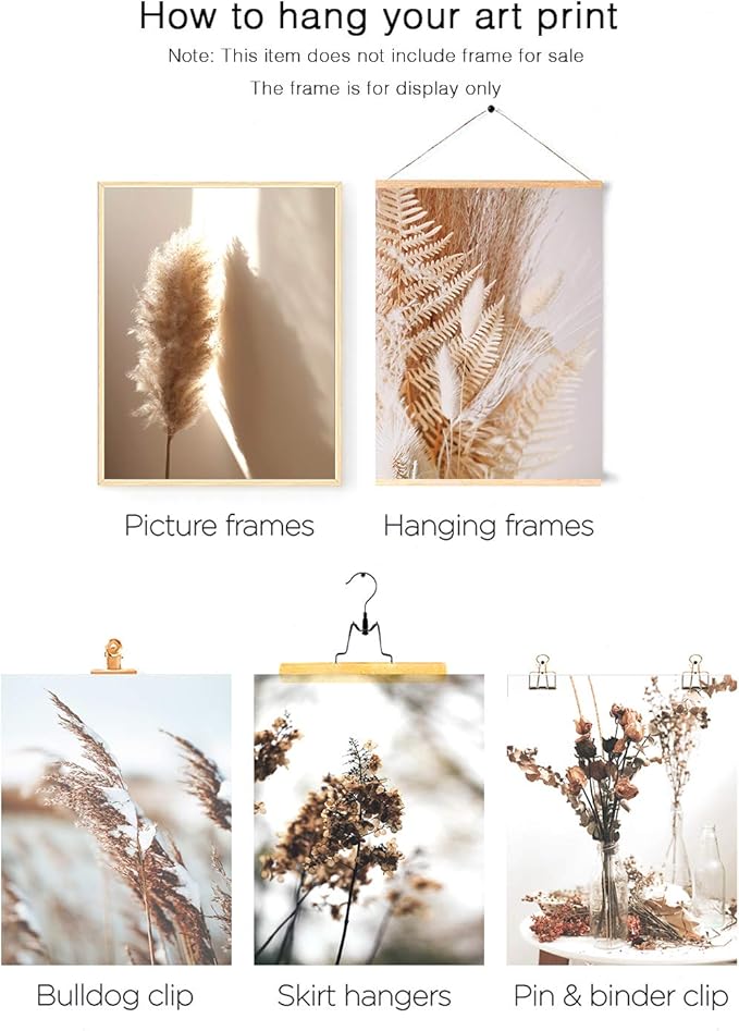 HoozGee Nature Wall Art Prints Set of 6 Canvas Art Wall Decor Botanical Print Pictures Reed Dried Flower Plant Poster Print Home Decorations for Living Room Wall Decor (8"x10" UNFRAMED)