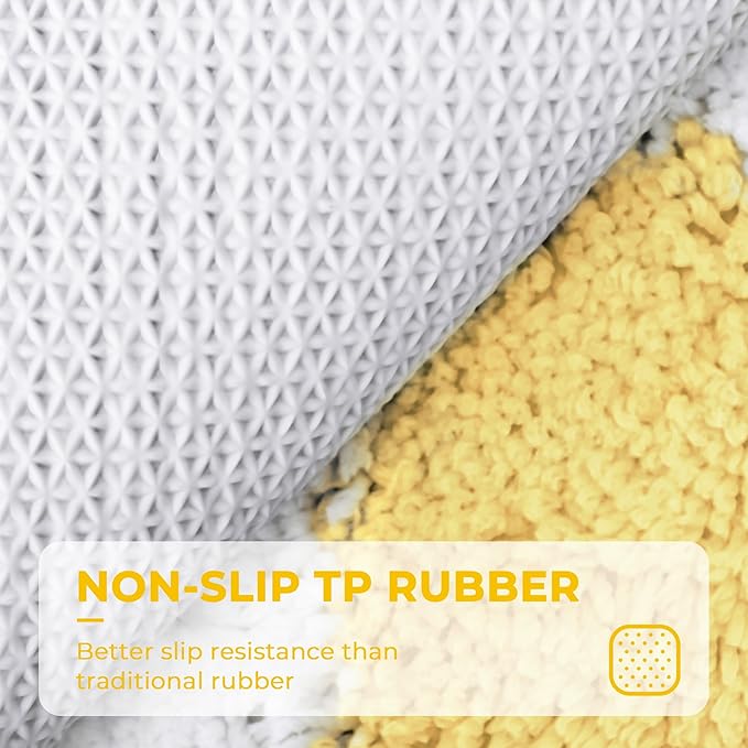 GRANNY SAYS Checkered Yellow Bathroom Rugs, 32" x 20", Non-Slip Bath Mats for Bathroom, Plush Shag Absorbent Microfiber Ultra Soft Bath Mat, Cute Washable Rug for Tub, Shower, Bedroom