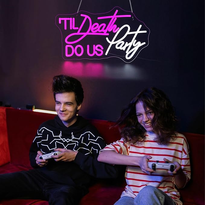 Til Death Do Us Party Neon Sign, Neon Signs for Wall Decor Neon LED Signs Room Neon Light Up Signs Home Decor