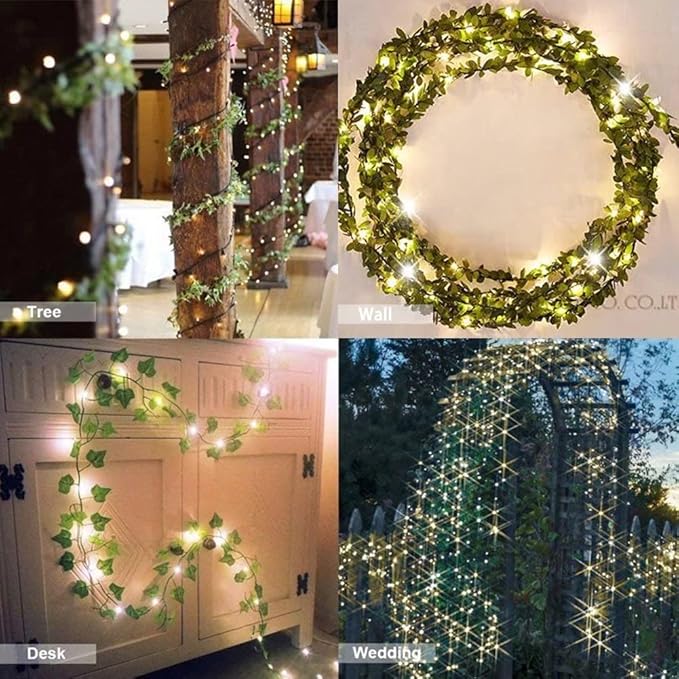 168 FT Artificial Ivy Garlands with 400 LED /132FT String Light Fake Vines for Bedroom Decor Ivy Leaves Greenery Faux Hanging Plants Green Flowers Decor for Home Kitchen Garden Office Wedding Wall
