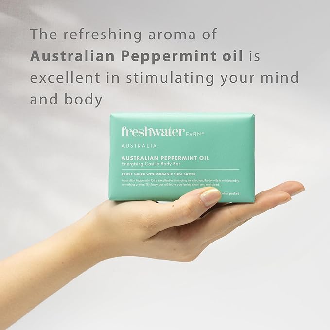 Energizing Castile Natural Bar Soap for Women Men - Australian Peppermint Oil - Nourishing Essential Oils For Dry, Sensitive Skin - Natural Bar Soap, Body Soap - 7 oz 8PK