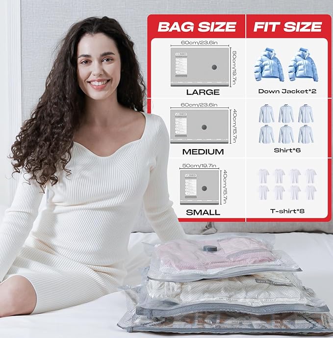 Vacuum Seal Bags for Clothing, 18 Pack Travel Vacuum Storage Bags with USB Pump, Carry On Compression Packing Bag for Luggage, Space Saver Travel Kit for Clothes