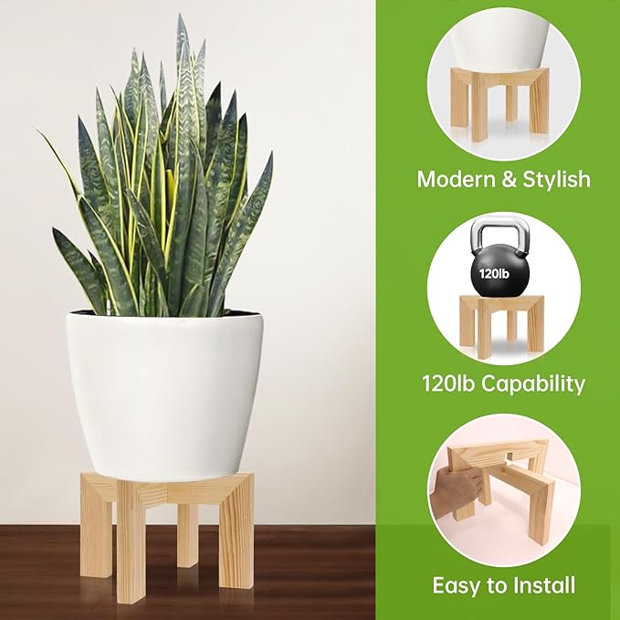 Wood Plant Stand Indoor/Outdoor for Plants, Large Size Planter Stand Holder,Sturdy and Stable Flower Pot Stand,Fits Most Size Flower Pots In Room (1 Pack-White)