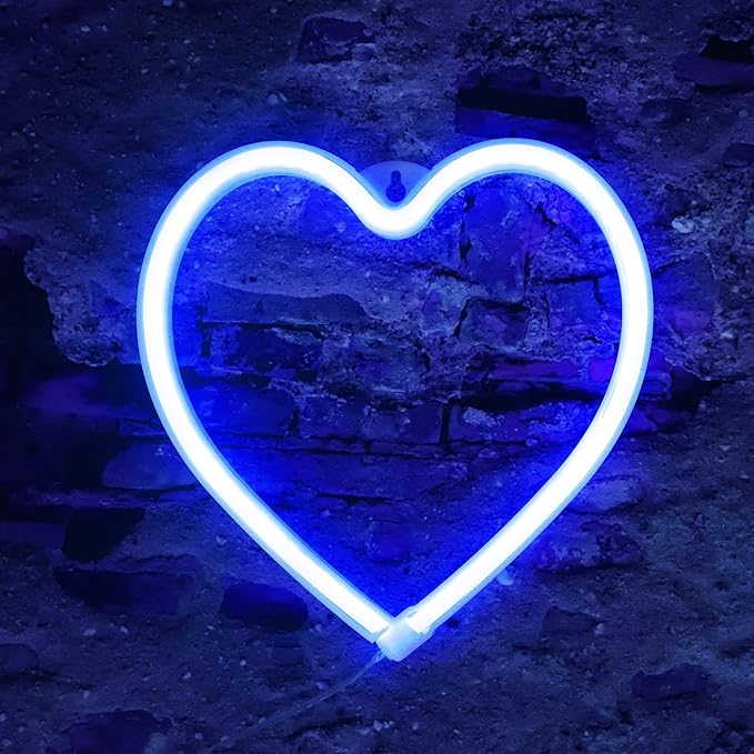 Heart Neon Signs Valentine’s Day Lights, Love LED Signs USB/Battery Operated Night Lights for Home, Wall, Mother’s Day, Wedding, Christmas Decor-Heart(Blue)