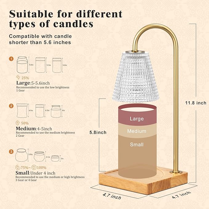 Hong-in Candle Warmer Lamp with Timer Dimmer,Birthday Gifts for Women Mom,House Warming Gifts New Home Room Decor,Wax Warmer for Scented Wax Jar Candles with Unique Dotted Lampshade