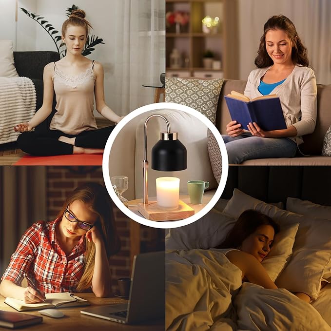 Candle Warmer Lamp, Dimmer, 2/4/8H Timer, Adjustable Height Candle Warmer, Vintage Home Decor, Wax Melts Warmer for Scented Jar Candles with 2 Bulbs