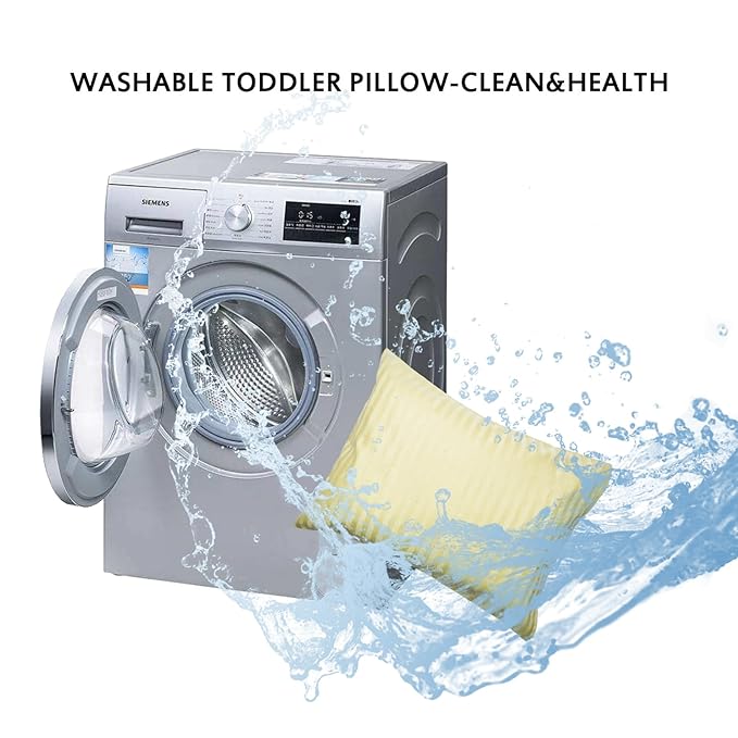 Toddler Pillowcases Set of 2, Hypoallergenic 14x19 Pillow Cover Fits Pillows Sized 13x18 or 14x19, 100% Soft Cotton Envelope Closure Kids Pillowcase for Sleeping, Machine Washable, Yellow Stripe