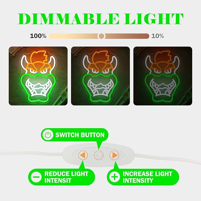 Anime Neon Signs for Wall Decor Dimmable Gaming Neon Light Gamer Neon Signs for Bedroom Game Room Man Cave