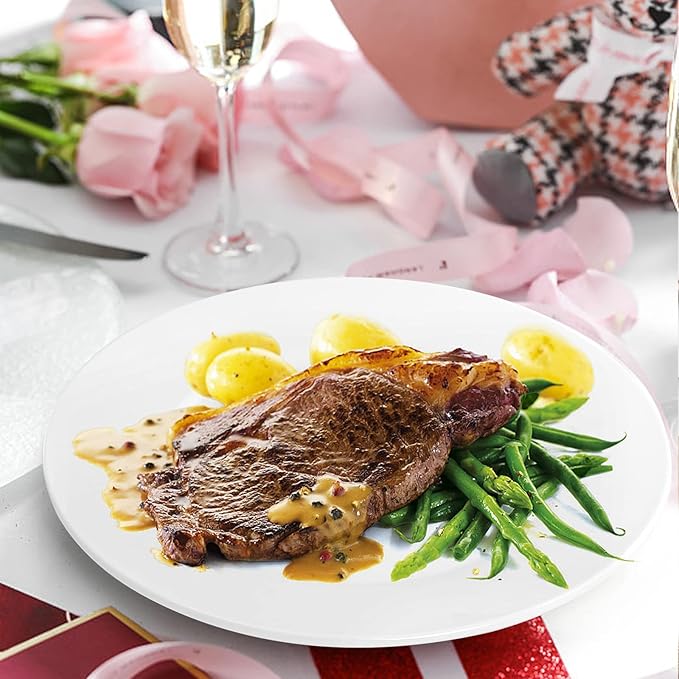 Foraineam White Dinner Plates Set, 10 Inch Porcelain Dessert Salad Plate, Catering Round Serving Dishes Dinnerware Sets, Microwave, Oven, and Dishwasher Safe, Set of 6