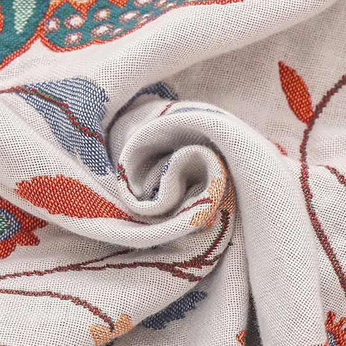 Summer Boho Throw Blankets 90"x98",100% Cozy Cotton Cotton Blankets for Travel, Picnic, Reversible Lightweight Farmhouse Muslin Blankets for Bedroom,Home Decor