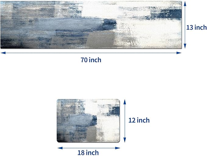 Mcalk Dusty Blue Table Runner and Placemats Set of 6 Pieces, Pink Flower Placemats Modern Art,Abstract Art Cloth Place Mats Indoor for Kitchen,Washable Placemats Linen Material for Dining Table