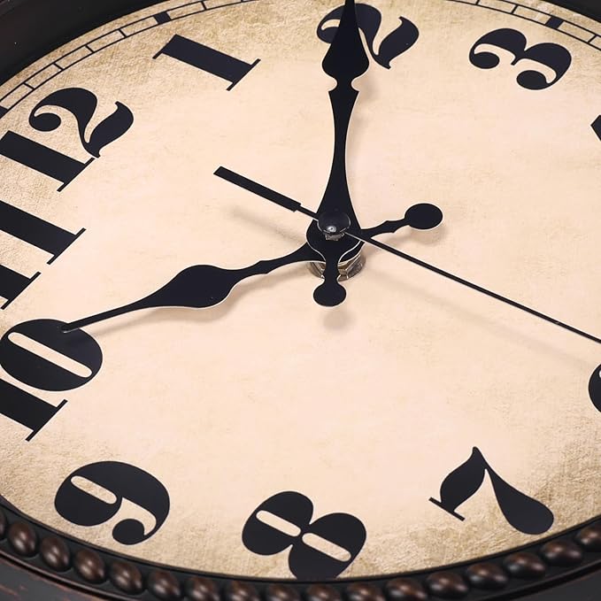 Wall Clock Vintage 1950s Style - Square Retro 12 Inch Wall Clocks Battery Operated for Kitchen Home Decor,Bronze